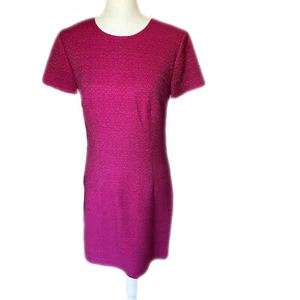 Trina Turk Dress Fuchsia Size 4 Boucle EUC Lined Short Sleeves Hidden Zip - Picture 1 of 8