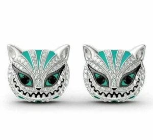Alice in Wonderland CHESHIRE CAT Rhinestone Betsey Johnson Kitty Earrings - Picture 1 of 18
