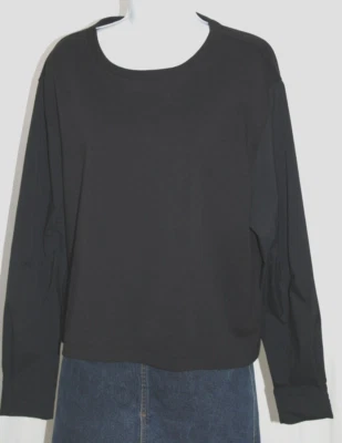 Blusa Athleta Harlow Hybrid Top Grande Longa Slv Crop Algodão Elástico Preta-#18 - Imagem 1 de 4