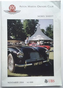 Aston Martin Owner's Club News Sheet No. 666  November 2004 - Imagen 1 de 5
