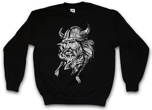VIKING HEAD I SWEATSHIRT PULLOVER Runes Valhalla Odin Thor Norse Vikings Odhins - Photo 1/1