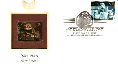 2007 Star Wars 22KT Gold Plated Stamp FDC First Day Cover - Stormtroopers Disney - Image 1 of 4