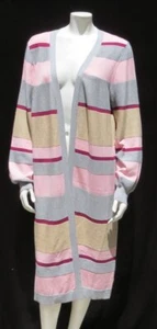$60 CARA SANTANA x NINE WEST Pink Long Cardigan Sweater Tunic Top Duster L EUC - Picture 1 of 6