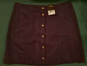 BNWT Ladies Mini Skirt Faux Suede Dark Navy Blue - F&F - Size 14 Regular Zip - Picture 1 of 10