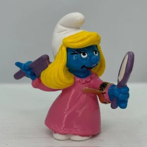 Smurfs 20182 Comb Mirror Smurfette Pink Gown Smurf Vtg Figure Schleich Figurine - Picture 1 of 8