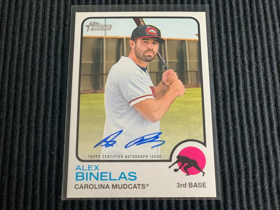 2022 TOPPS HERITAGE MINOR LEAGUE ALEX BINELAS *REAL ONE AUTO*  CAROLINA MUDCATS - Image 1 of 1