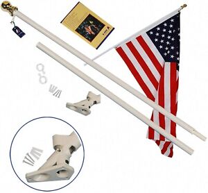 5ft Flag Pole Kit with 3x5ft American Flag and Wall Mount Iron Bracket