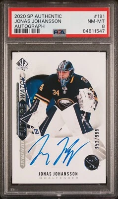Jonas Johansson 2020-21 UD SP Authentic Future Watch Auto /999 PSA 8 #191 - Image 1 of 2