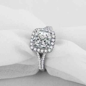 2 Ct Princess Cut Diamond Engagement Ring Split Shank Halo 14K White Gold - Picture 1 of 5