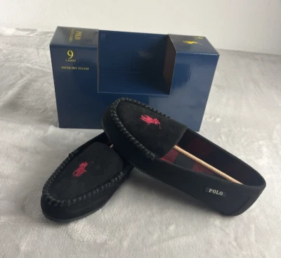 Polo Ralph Lauren Slipper Women 9 Black Dezi V Moccasin Memory Foam Pony Logo - Image 1 of 4