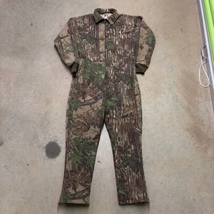 Vintage Cabelas Camo Coveralls Mens Large Jumpsuit Camouflage Fleece Hunting USA - Picture 1 of 7