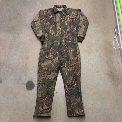 Vintage Cabelas Camo Coveralls Mens Large Jumpsuit Camouflage Fleece Hunting USA - Image 1 of 4
