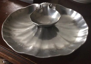 Wilton Armetale Pewter Shell Hors D’vre/s 2 Piezas Chip & Dip Bowl #356904 ¡Usado en Excelente Condición! - Imagen 1 de 10
