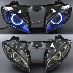 LED Blue Angel Eyes Fully Headlight Lamp HID Projector For Yamaha YZF R6 2006-07 - Picture 1 of 15