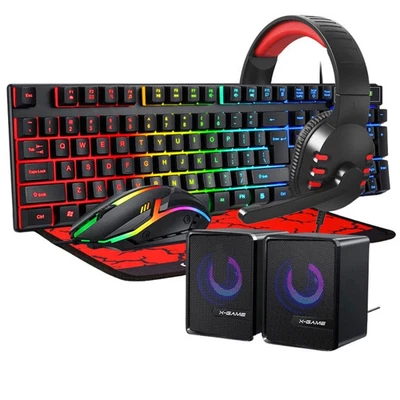 X Game RGB PC Gaming Bundle Keyboard, Mouse, Headset, Speakers & Mousepad 5 In 1 - Image 1 of 4