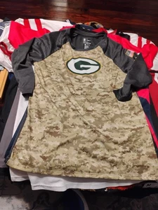 Green Bay Packers Nike Camouflage Dri-Fit  3/4 Sleeve Shirt Medium Men's - Picture 1 of 14