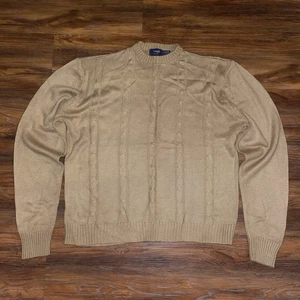 Vintage Wrangler Cable Knit Jumper Sweater Pullover Men's XL Brown Tan 80s VTG - Picture 1 of 7