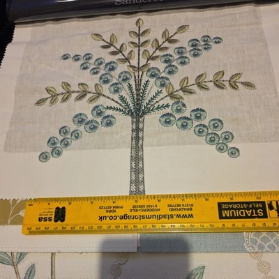 Gorgeous Sanderson PALM GROVE Quality Embroidered Fabric Sample Book Crafting - Image 1 of 4