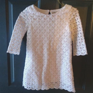 Vestito pullover all'uncinetto pizzo bianco foderato originale bambino di OshKosh bambina taglia 5T - Foto 1 di 17