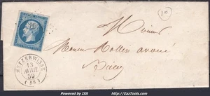 FRANCE N°14A SUR LETTRE PC 1978 METZERWISSE MOSELLE + CAD DU 13/04/1859 - Picture 1 of 2