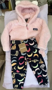 Baby Girls Patagonia Furry Friends Fleece Hoody Jacket & NWT Fleece Pants 12-18M - Picture 1 of 17