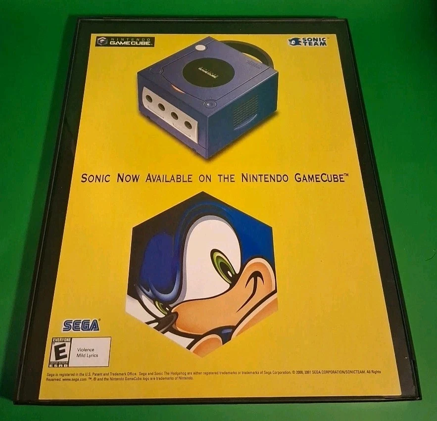 Sonic The Hedgehog Nintendo Gamecube Sega Framed Print Ad 2002 8.5x11 Vintage  - Image 1 of 1