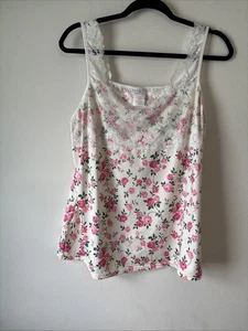 Y2K sz. XL Fairy Lace Camisole Tank Romantic Sleeveless Pink Ivory Breezies - Picture 1 of 7