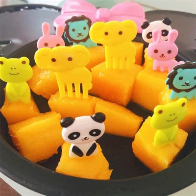 10pcs/set kids Animal Cartoon Fruit Fork Sign Fruit Toothpick Bento Lunch DeA..X - Image 1 of 4