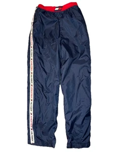 Vintage Hilfiger Athletics Track Pants Mens L Black Nylon Windbreaker  - Picture 1 of 5