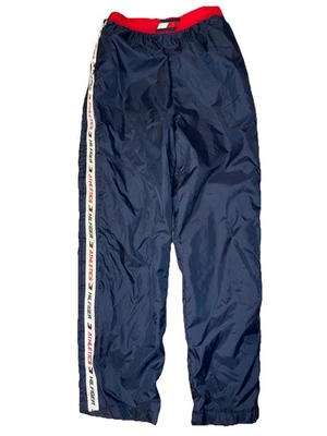 Vintage Hilfiger Athletics Track Pants Mens L Black Nylon Windbreaker  - Image 1 of 4