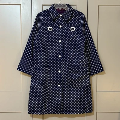 Abrigo de lunares repelente de lluvia vintage años 70/80 azul para mujer talla 14” Foto 1 de 4