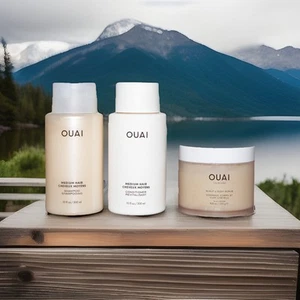 3 Full Size: Ouai Medium Shampoo + Medium Conditioner + Scalp & Body Scrub - New - Picture 1 of 3