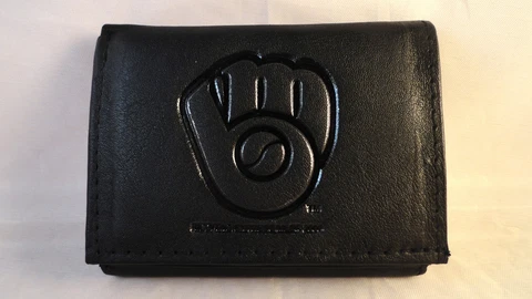 Milwaukee Brewers Black Tri-Fold Leather Wallet Cover