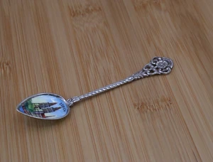 Vintage '800' Zurich silver enamel bowl souvenir spoon with floral design 10.6g - Picture 1 of 4