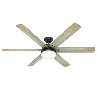 64" Noble Bronze Barnwood Indoor Farmhouse Windmill LED Ceiling Fan Bowl Light - Image 1 of 4