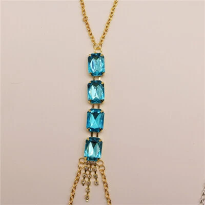 Simple Multi-Color Rhinestone Square Chest Chain Shiny and Sexy Beach Body Chain - Image 1 of 4