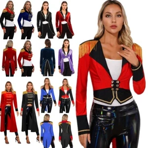 Womens Long Sleeve Circus Showman Jacket Tailcoat Carnival Ringmaster Costume - Picture 1 of 158