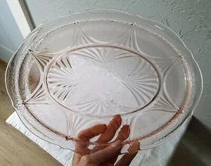 Hazel-Atlas Royal Lace Pink Depression Glass Platter - Picture 1 of 9