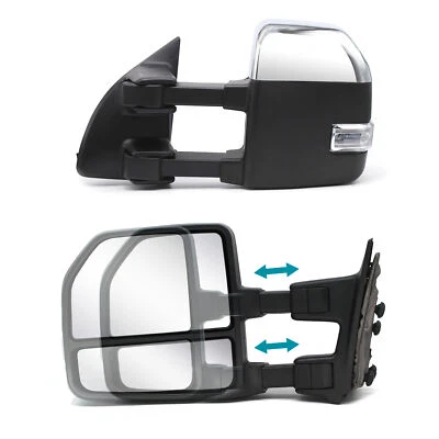 Nuevo par de espejos retrovisores de remolque para Ford F250 F350 Super Duty 11-16 manual cromado Foto 1 de 4