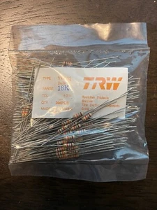 200 Stück TRW TE Conn 18k Ohm Kohlefilm Widerstand 1/4W 5% Axial Neu aus altem Lagerbestand USA Versand - Bild 1 von 1