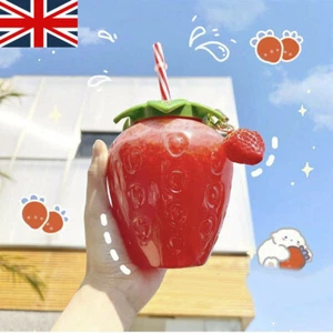 500ML Cartoon Strawberry Straw Cup , Girl Milk Tea Coffee Cup Water Bottle Hot - Picture 1 of 12