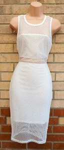 AX PARIS WHITE FISHNET LACE SLEEVELESS SHEER BODYCON PARTY PENCIL TUBE DRESS 12 - Picture 1 of 9