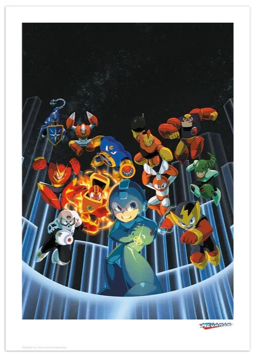 OFFICIAL MEGAMAN CAPCOM LIMITED EDITION ART PRINT By FANATTIK MEGA MAN BRAND NEW - Image 1 of 1