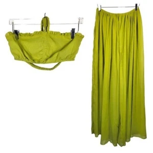 Lilly’s Kloset Palazzo Pants Strapless Halter Tie Top Set in Green - Picture 1 of 12
