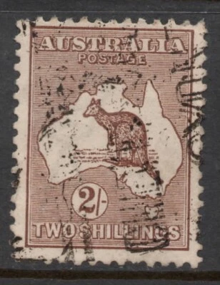 AUSTRALIA 1916 2/- BROWN KANGAROO (DIE II) 3rd. WMK VFU PERF.12  SG.41 - Image 1 of 2