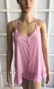 Neu ohne Etikett Zara rosa T-SHIRT MIT RÜSCHEN UND KNÖPFEN kontrastierende Träger Größe M O 2513 - Bild 1 von 9