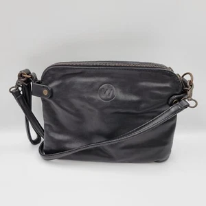 Wanderers Travel Co Black Venetian Leather Crossbody Shoulder Bag Purse Boho - Picture 1 of 11
