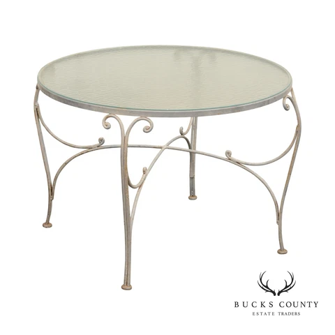 Vintage Wrought Iron Scroll Patio Garden Dining Table Cover