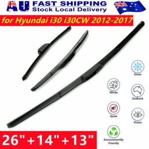 3PCS Windscreen Wiper blades for Hyundai i30 i30CW 2012-2017 GD GD2 front + rear - Picture 1 of 12