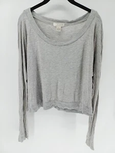 Kenar Crop Sweater Womens Large Gray Crop Pullover Stretch Round Neck - Picture 1 of 7